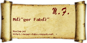 Móger Fabó névjegykártya